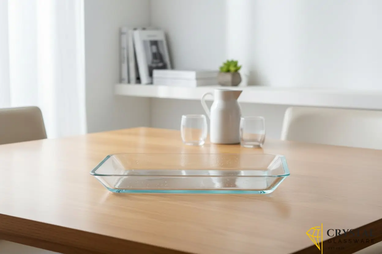 Delisoga  glass serving tray features a transparent, rectangular design perfect for displaying fruits or desserts